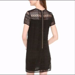 Juicy‎ Couture Black Linear Lace Guipure Cocktail Dress Sz 2 Exposed Gold Zipper